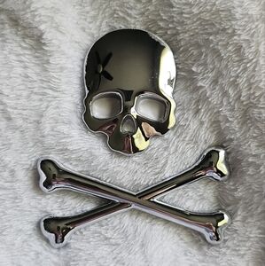 Skull Crossbones Emblem Metal Decal 3D Sticker